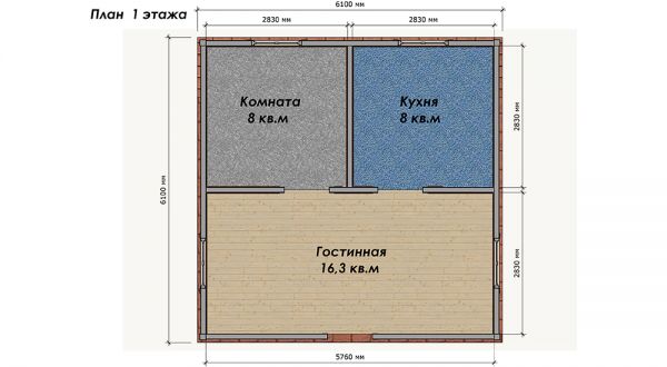 Каркасно-щитовой дом одноэтажный 6 на 6